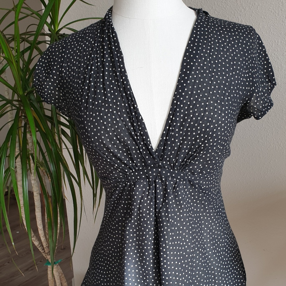 H&M maternity Blouse Sheer black white Polka Dot S